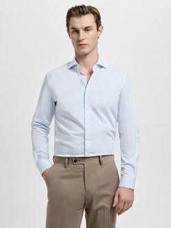 Mango Selva Long Sleeve Shirt, Pastel Blue, Pastel Blue