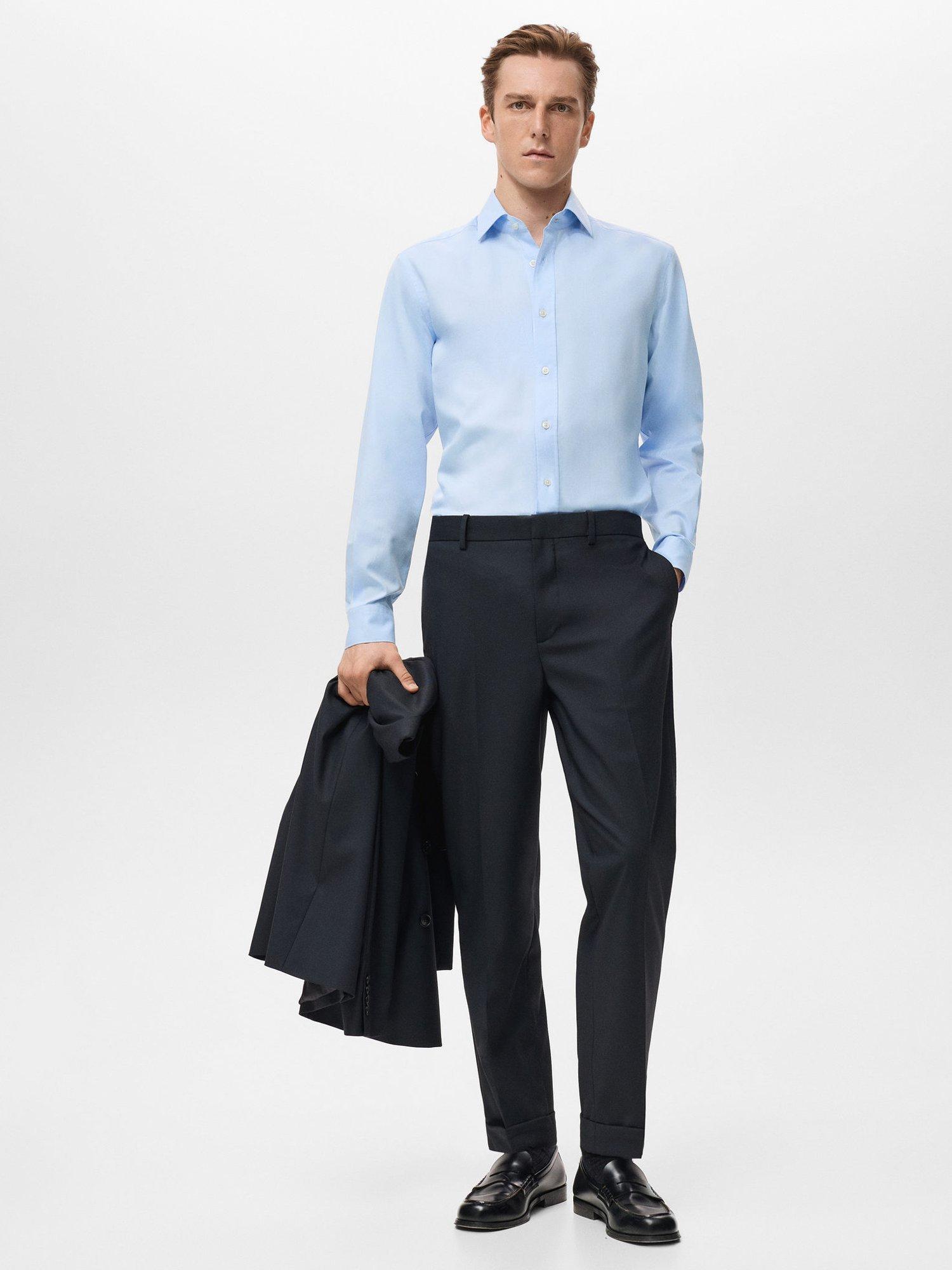 Product image 2 of 8, which shows Mango Zeus Cotton Shirt, Pastel Blue, L