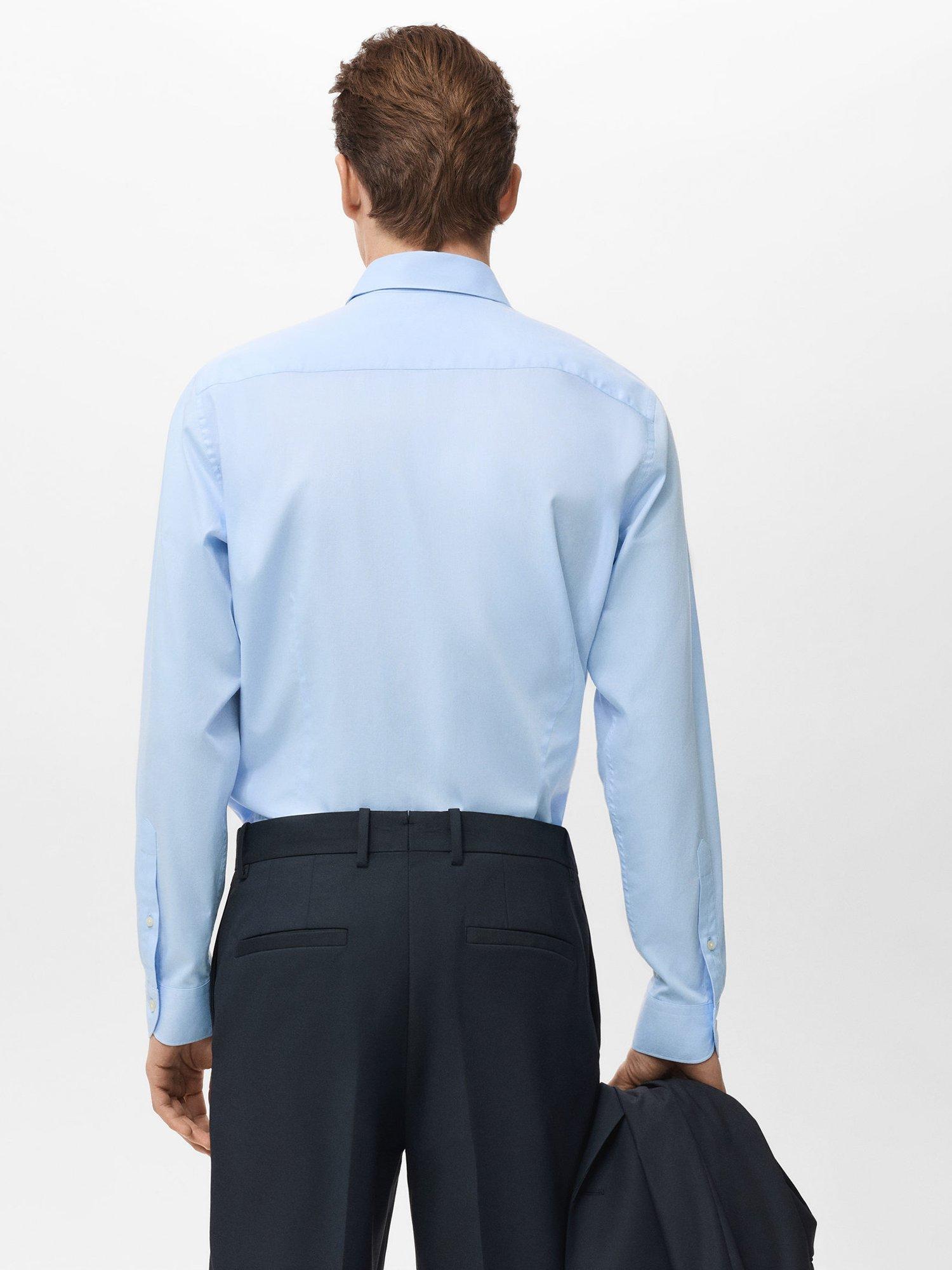 Product image 4 of 8, which shows Mango Zeus Cotton Shirt, Pastel Blue, L