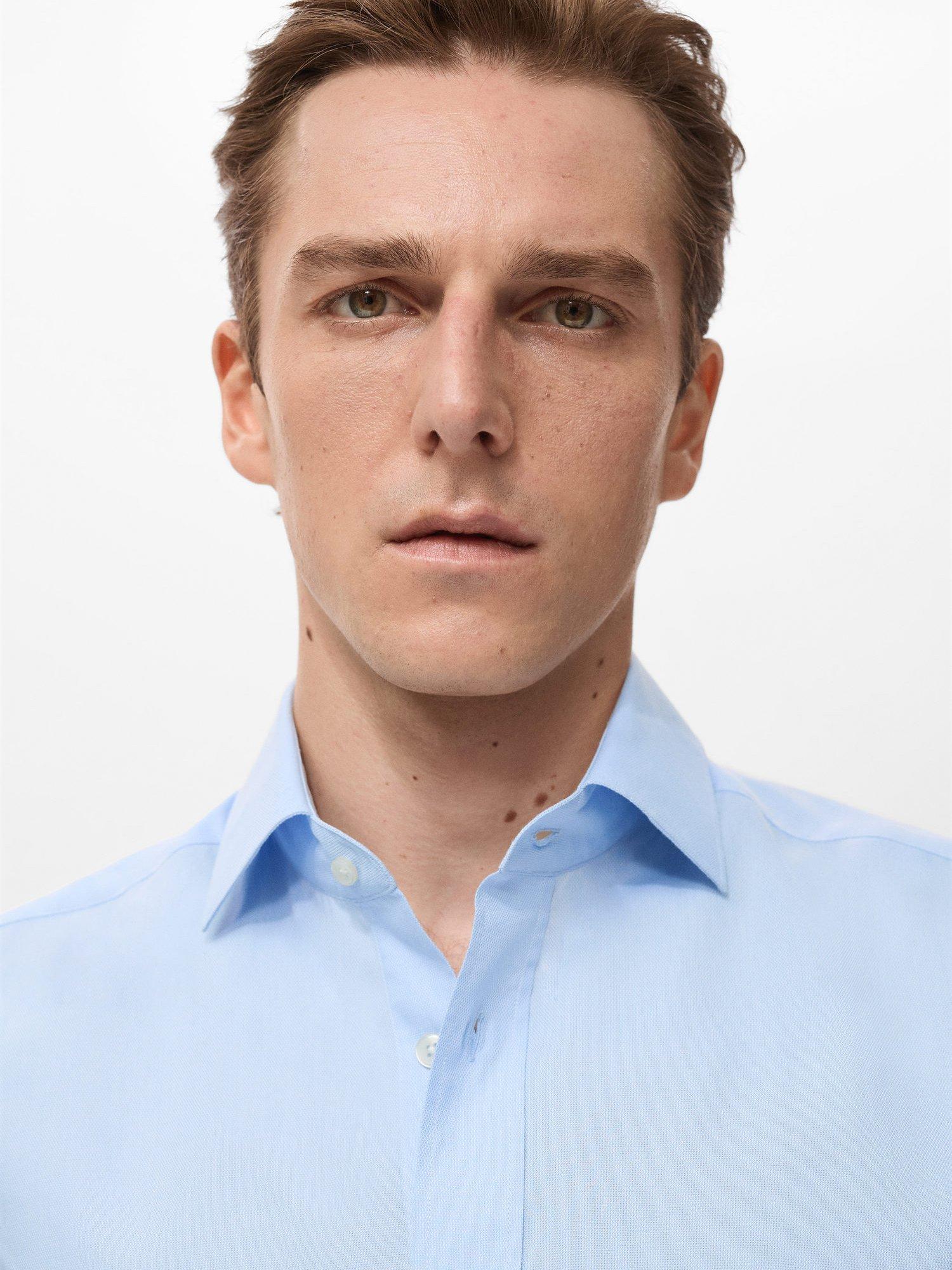 Product image 6 of 8, which shows Mango Zeus Cotton Shirt, Pastel Blue, L