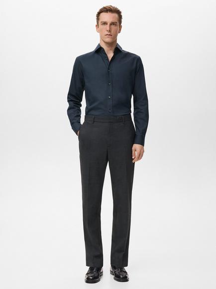 Mango Zeus Cotton Shirt - view 2, Navy