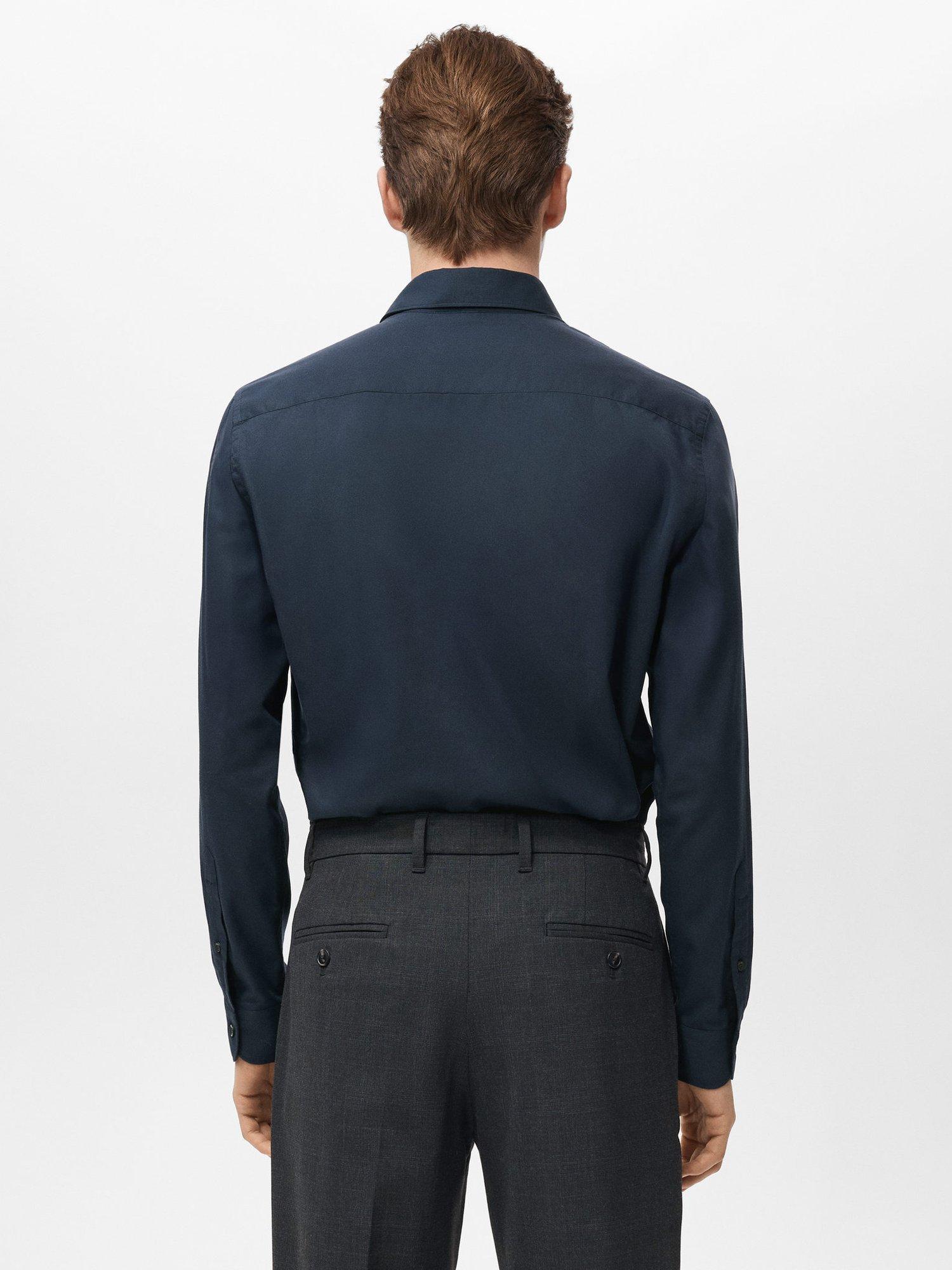 Product image 4 of 8, which shows Mango Zeus Cotton Shirt, Navy, XS