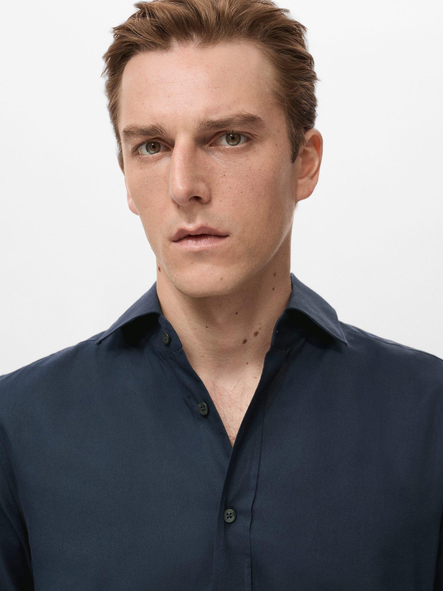 Product image 6 of 8, which shows Mango Zeus Cotton Shirt, Navy, XS