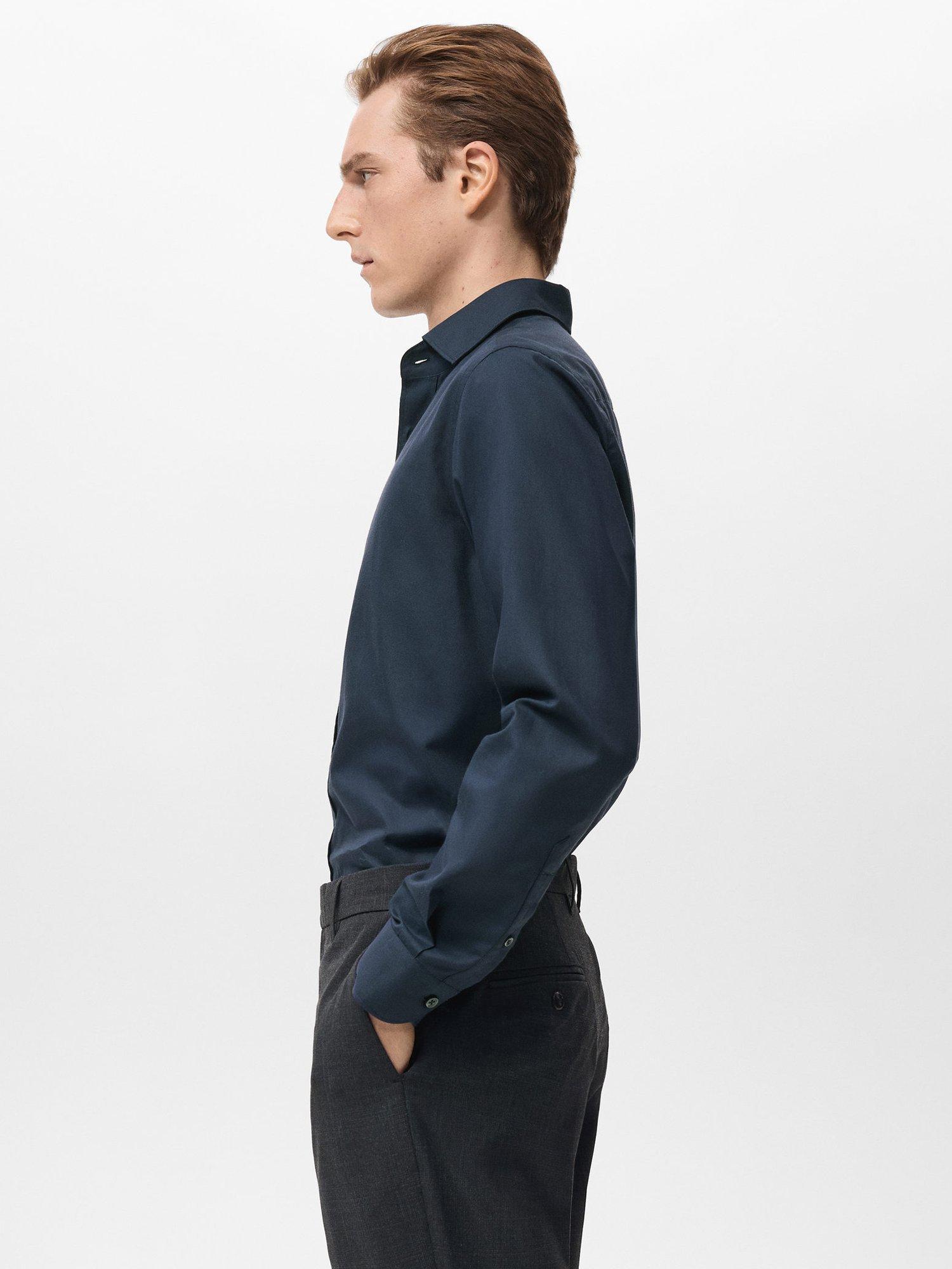 Product image 7 of 8, which shows Mango Zeus Cotton Shirt, Navy, XS
