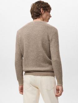Mango Herringbone Knit Jumper with Wool, Light Beige - view 2, Light Beige