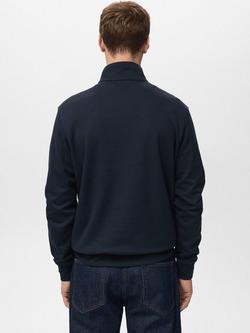 Mango Portell High Zip Neck Jumper, Navy - view 2, Navy