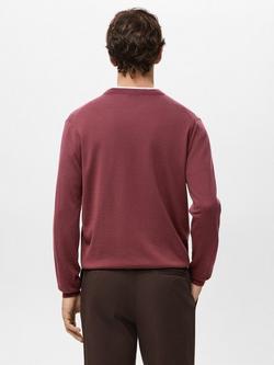 Mango Willy Wool Crew Neck Jumper, Dark Red - view 2, Dark Red