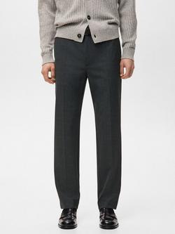 Mango Atlas Straight Fit Tailored Trousers, Dark Grey, Dark Grey