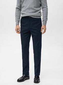 Mango Brest Flannel Slim Fit Trousers, Navy