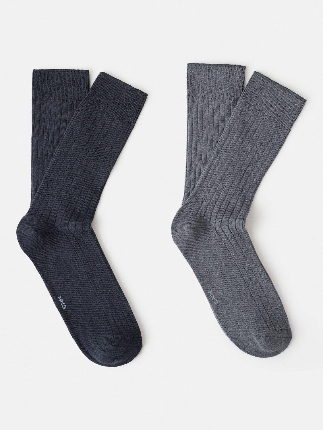 Product image 1 of 4, which shows Mango Birip Cotton Blend Socks, Pack of 2, Navy, 6-8