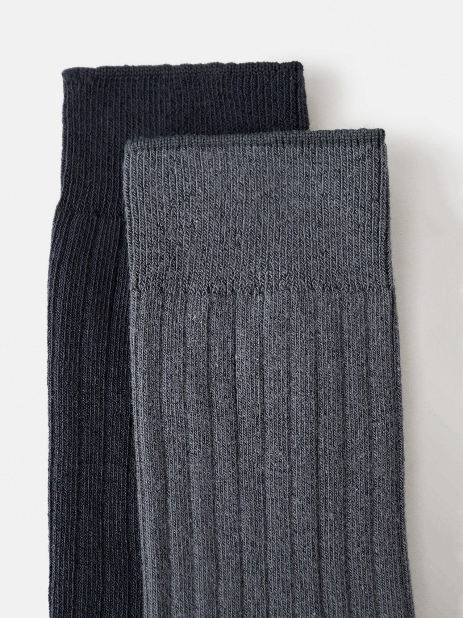 Product image 2 of 4, which shows Mango Birip Cotton Blend Socks, Pack of 2, Navy, 6-8