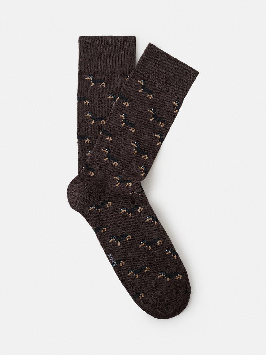 Product image 1 of 4, which shows Mango Cotton Blend Dog Socks, Brown, 6-8