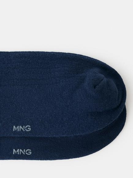 Mango Cotton Rich Fish Embroidered Ankle Socks, Navy - view 2, Navy