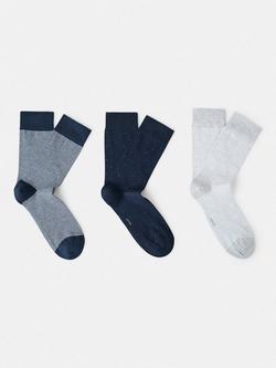 Mango Trira Cotton Blend Socks, Pack of 3, Navy