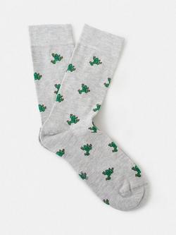 Mango Cotton Blend Frog Socks, Pastel Grey