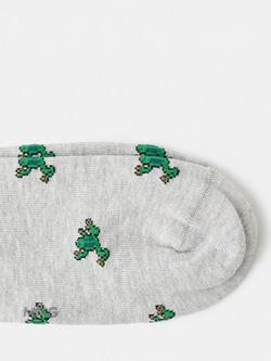 Mango Cotton Blend Frog Socks - view 2, Pastel Grey