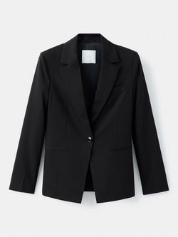 Mango Boreal Single Button Blazer, Black, Black
