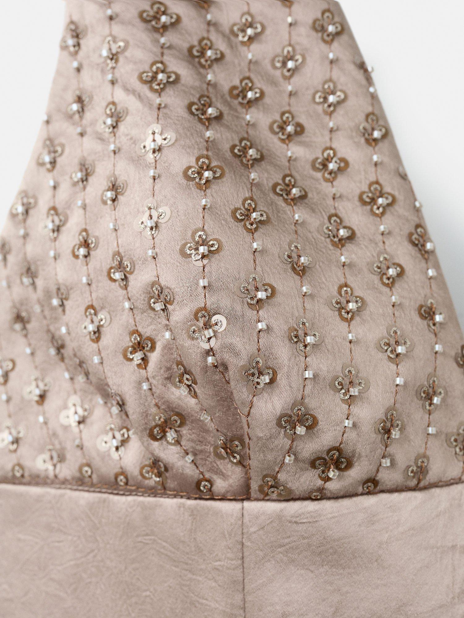 Product image 5 of 7, which shows Mango Sequin Detail Satin Dress, Grey, 10