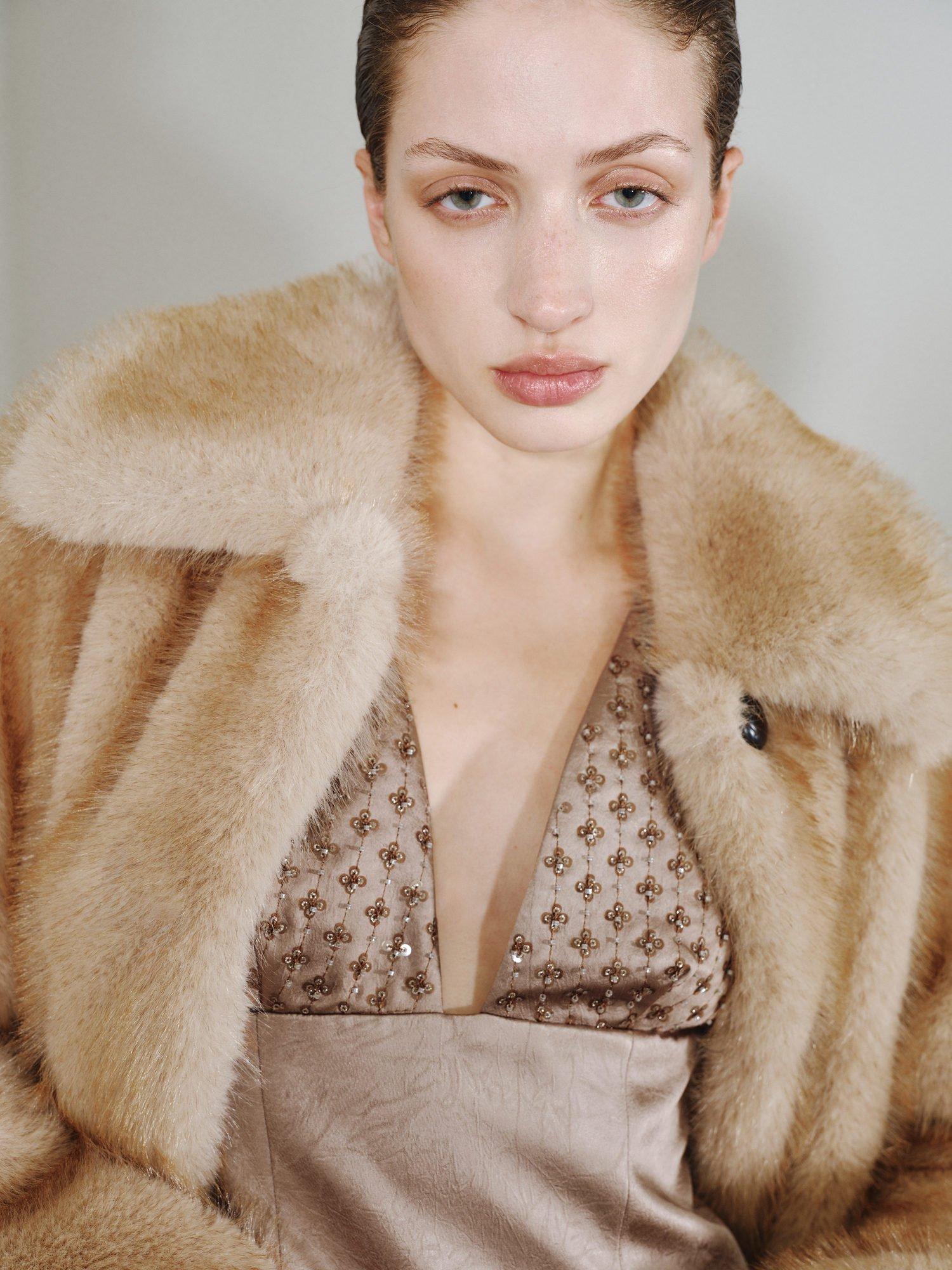 Product image 6 of 7, which shows Mango Sequin Detail Satin Dress, Grey, 10