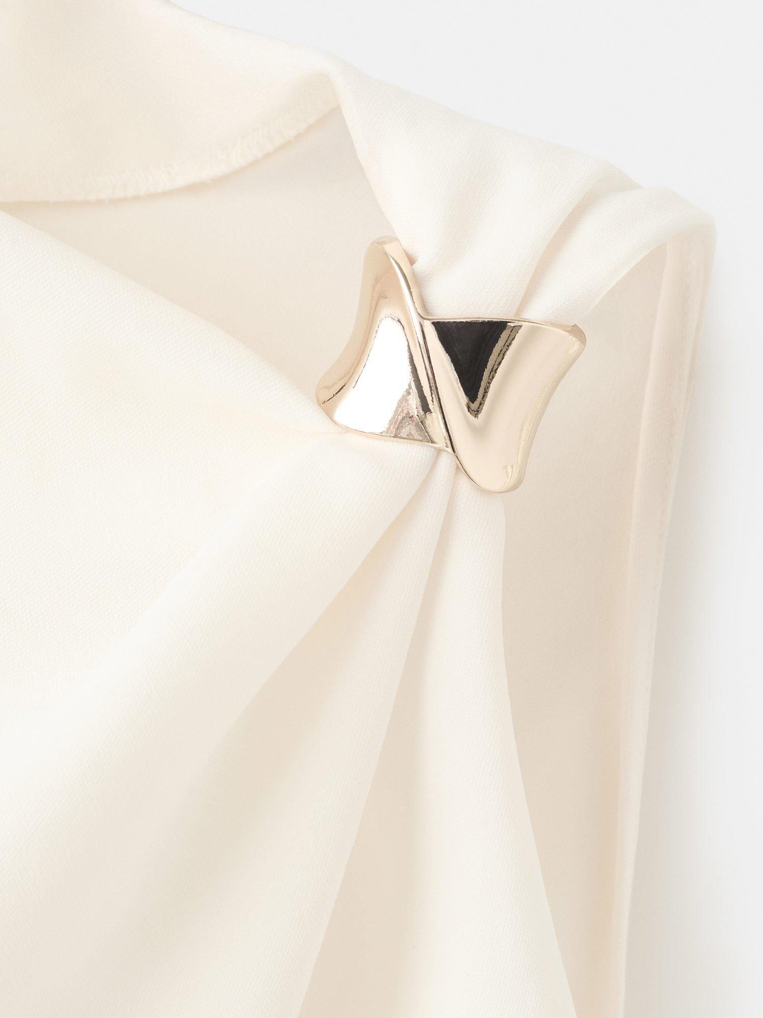 Product image 7 of 7, which shows Mango Joia Metallic Detail Top, Light Beige, 10