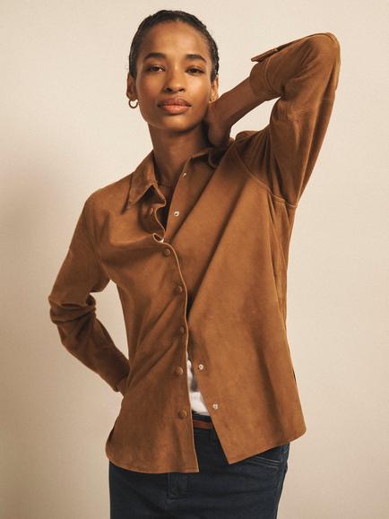 NRBY Chiara Pure Suede Shirt - view 2, Tan