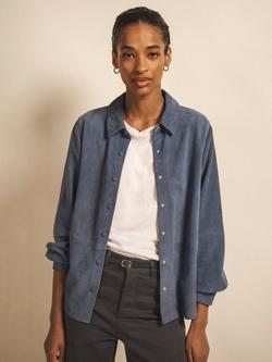 NRBY Chiara Pure Suede Shirt, Denim Blue