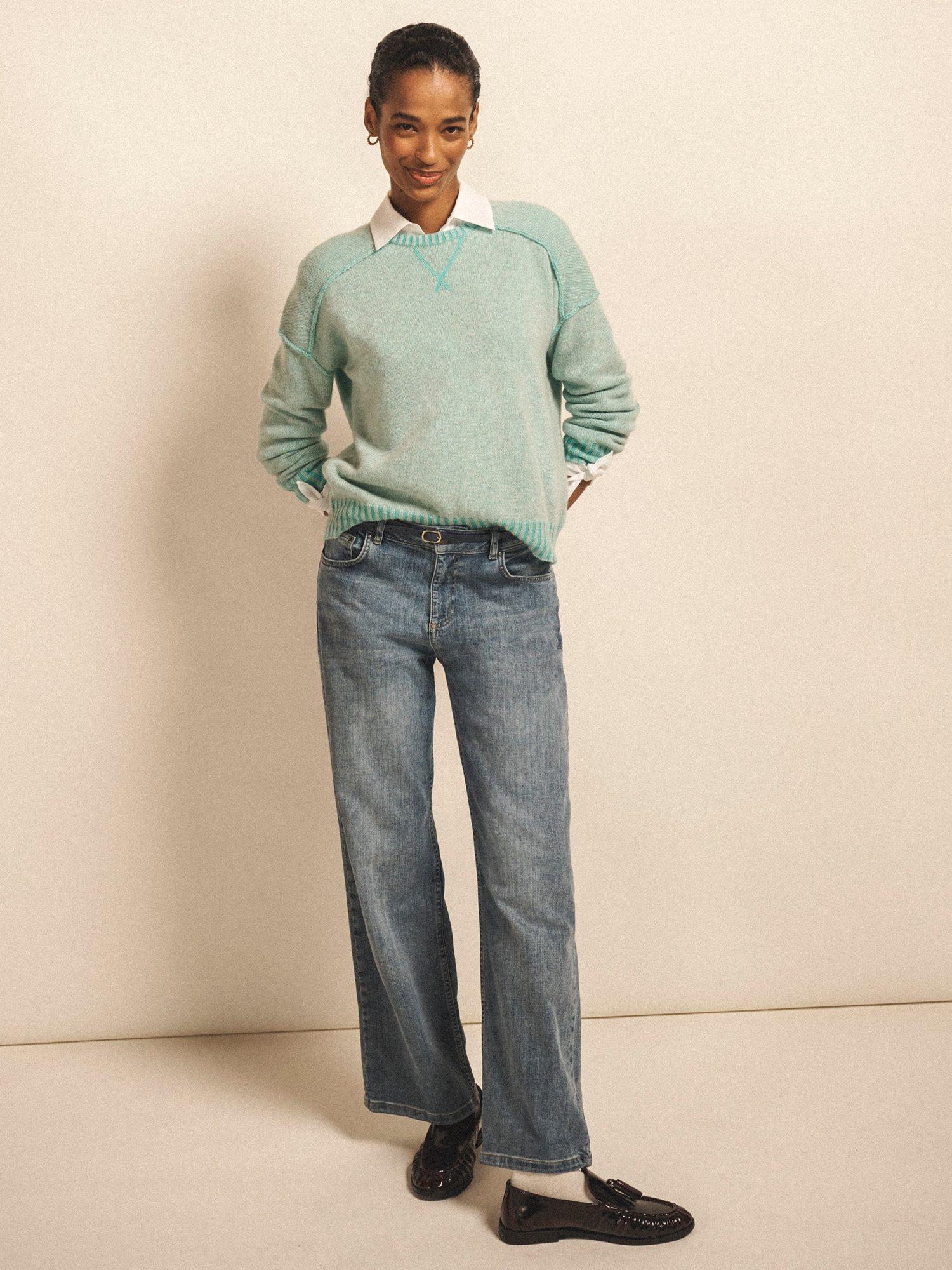 Product image 1 of 8, which shows NRBY Sydney Cashmere Crew Jumper, Light Aqua, S