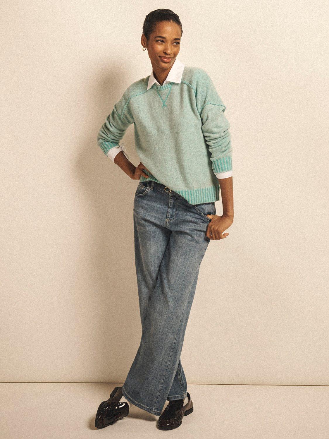 Product image 4 of 8, which shows NRBY Sydney Cashmere Crew Jumper, Light Aqua, S