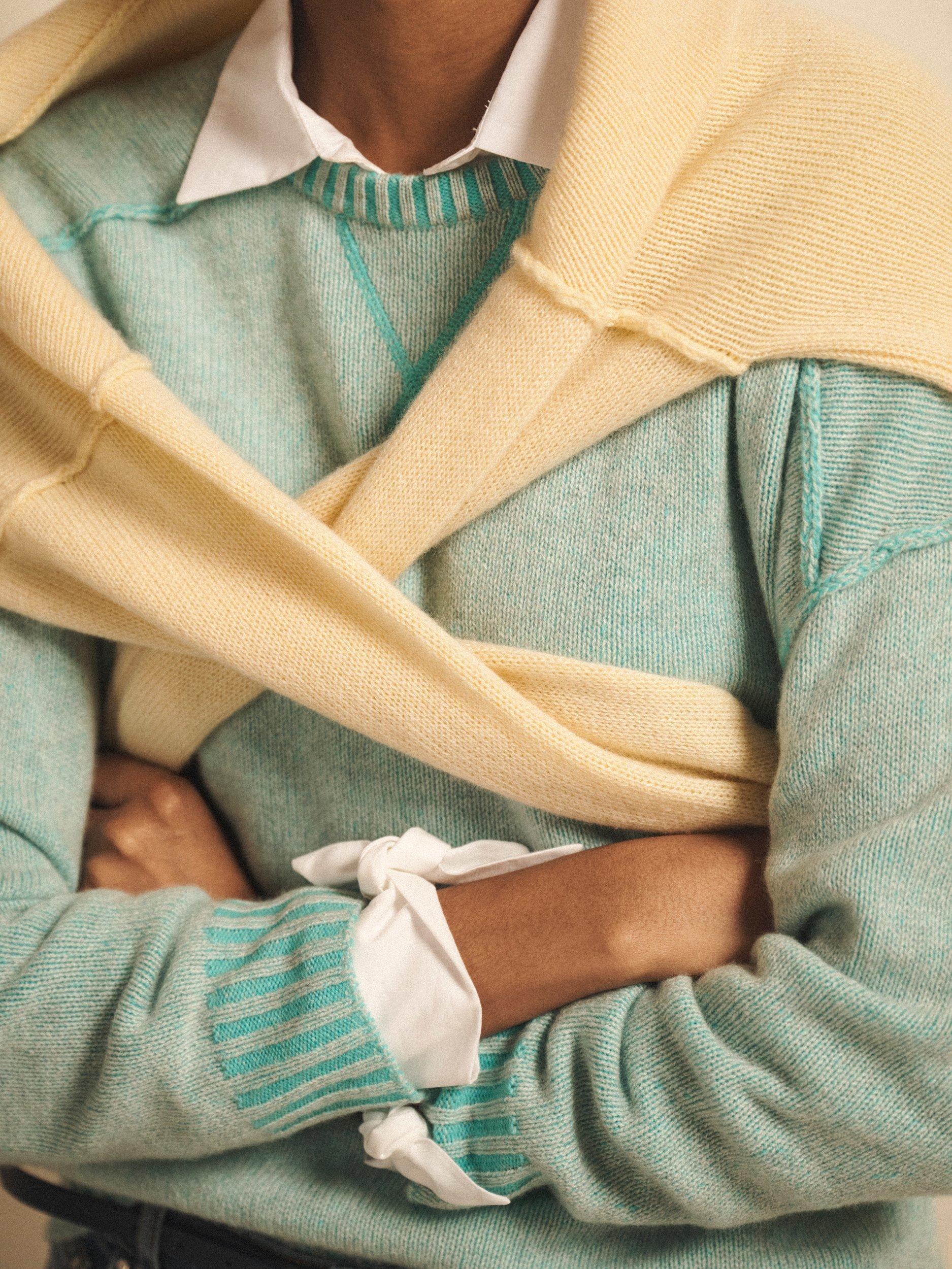 Product image 6 of 8, which shows NRBY Sydney Cashmere Crew Jumper, Light Aqua, S