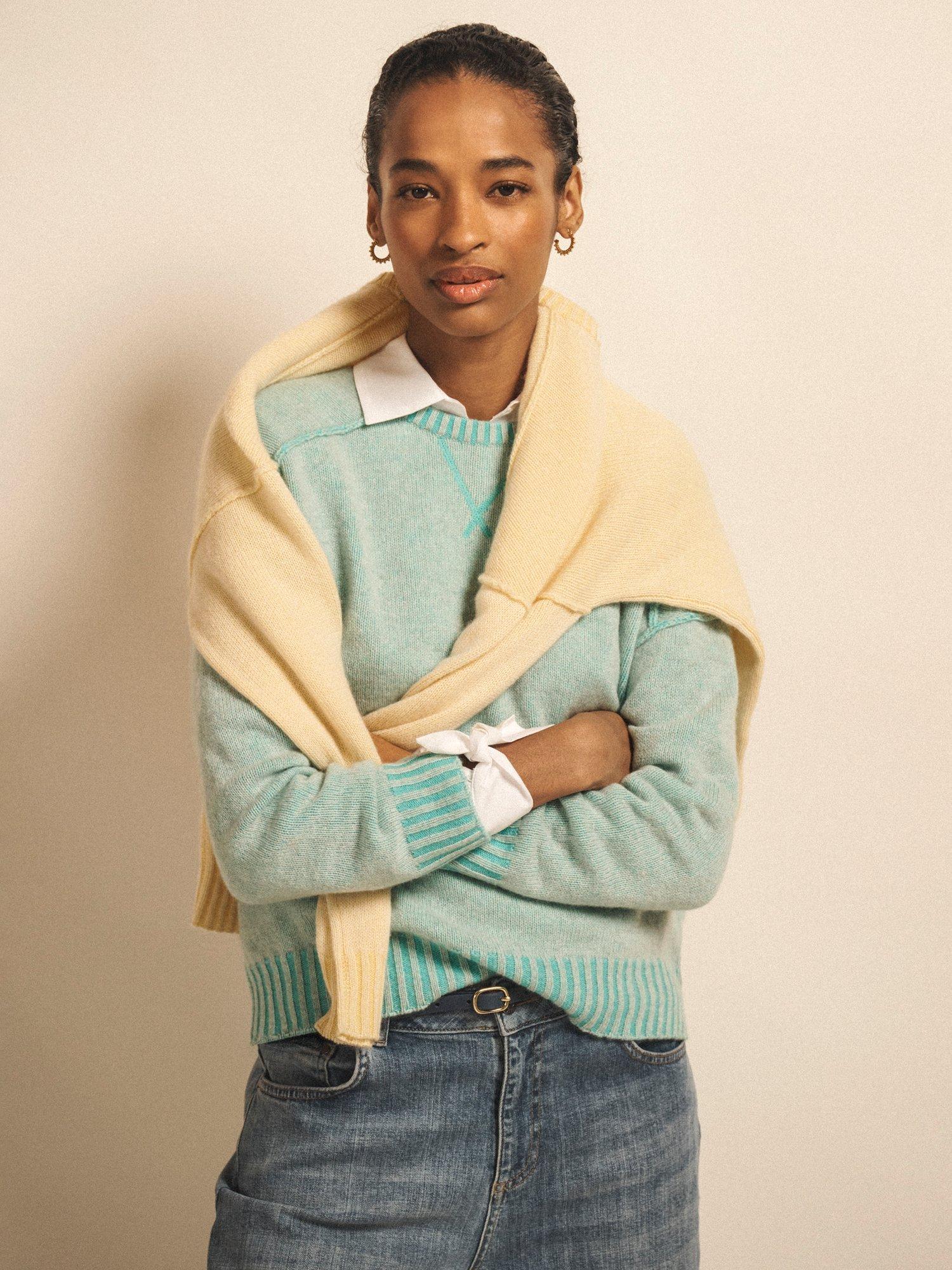 Product image 7 of 8, which shows NRBY Sydney Cashmere Crew Jumper, Light Aqua, S