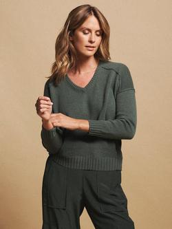 NRBY Sydney V-Neck Pure Cashmere Jumper, Khaki, Khaki