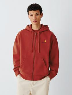 Carhartt WIP Zip Through Hoodie American Script, Oxide Red, Oxide Red