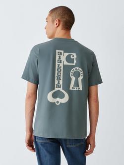 Carhartt WIP Cotton Regular Fit Locked Logo T-Shirt, Cozy Blue - view 2, Cozy Blue