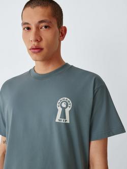 Carhartt WIP Cotton Regular Fit Locked Logo T-Shirt, Cozy Blue, Cozy Blue