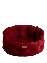 Joules Chesterfield Padded Pet Bed, Red Burgundy