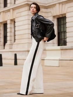 Mint Velvet Cotton Side Stripe Wide Jeans - view 2, Natural