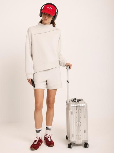 Mint Velvet High Neck Zip Detail Sweatshirt, Ivory - view 2, Ivory