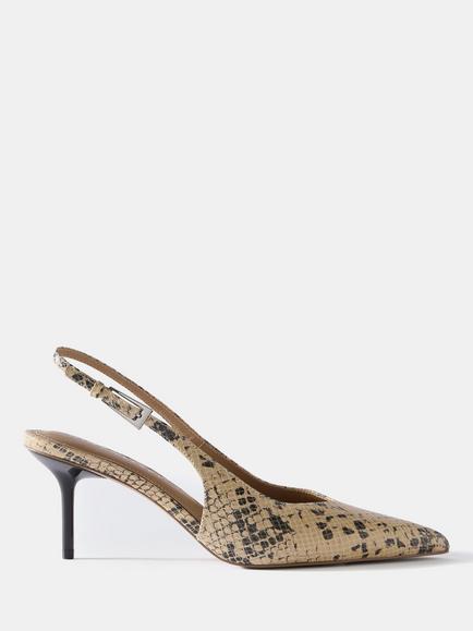 Mint Velvet Leather Slingback Court Shoes, Natural Cream, Natural Cream