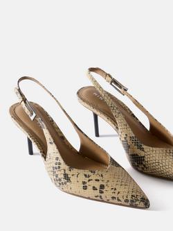 Mint Velvet Leather Slingback Court Shoes, Natural Cream - view 2, Natural Cream