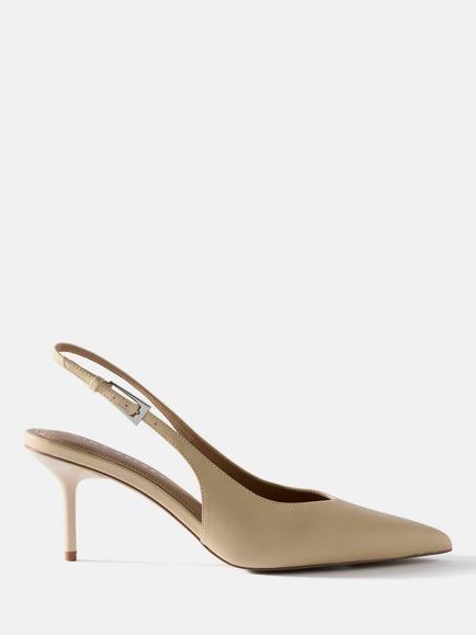Mint Velvet Leather Slingback Court Shoes, Yellow, Yellow/Multi