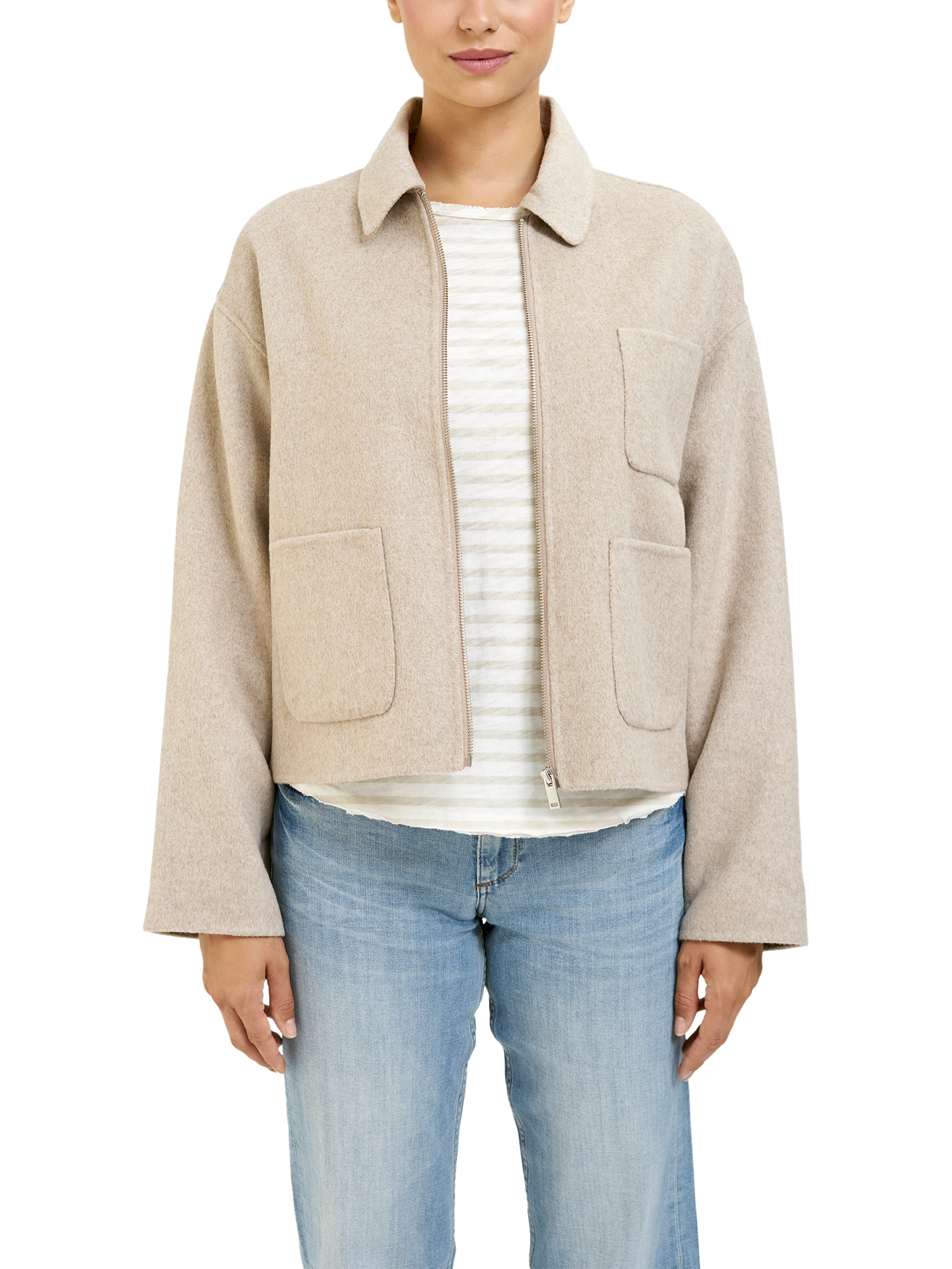 Product image 1 of 5, which shows Smith & Soul Short Wool Blend Jacket, Beige Melange, XS