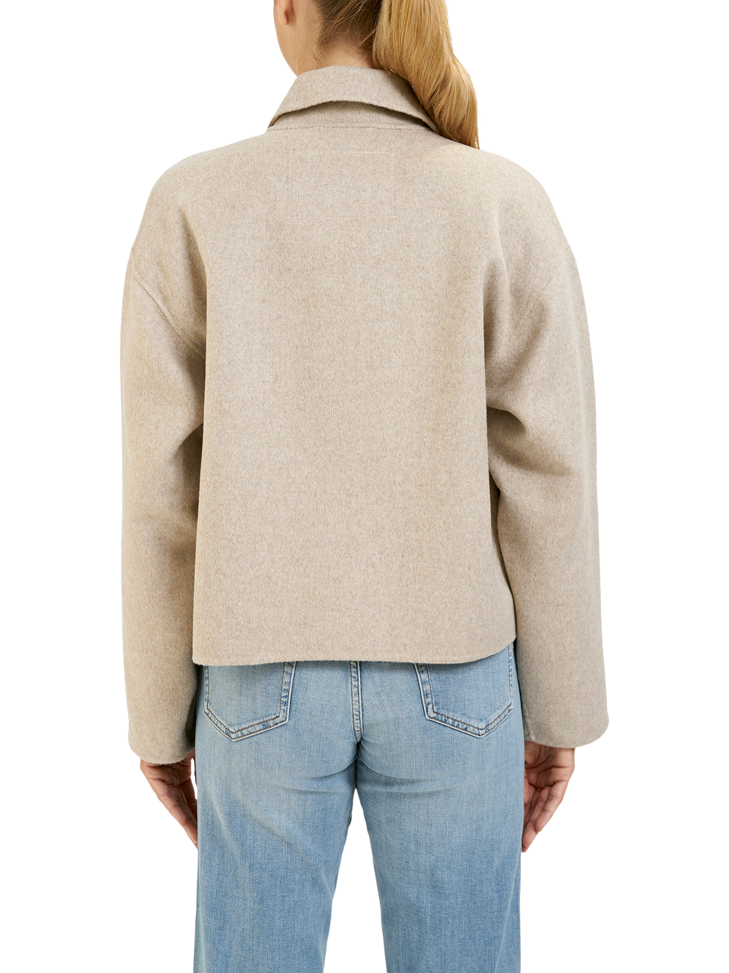 Product image 2 of 5, which shows Smith & Soul Short Wool Blend Jacket, Beige Melange, XS