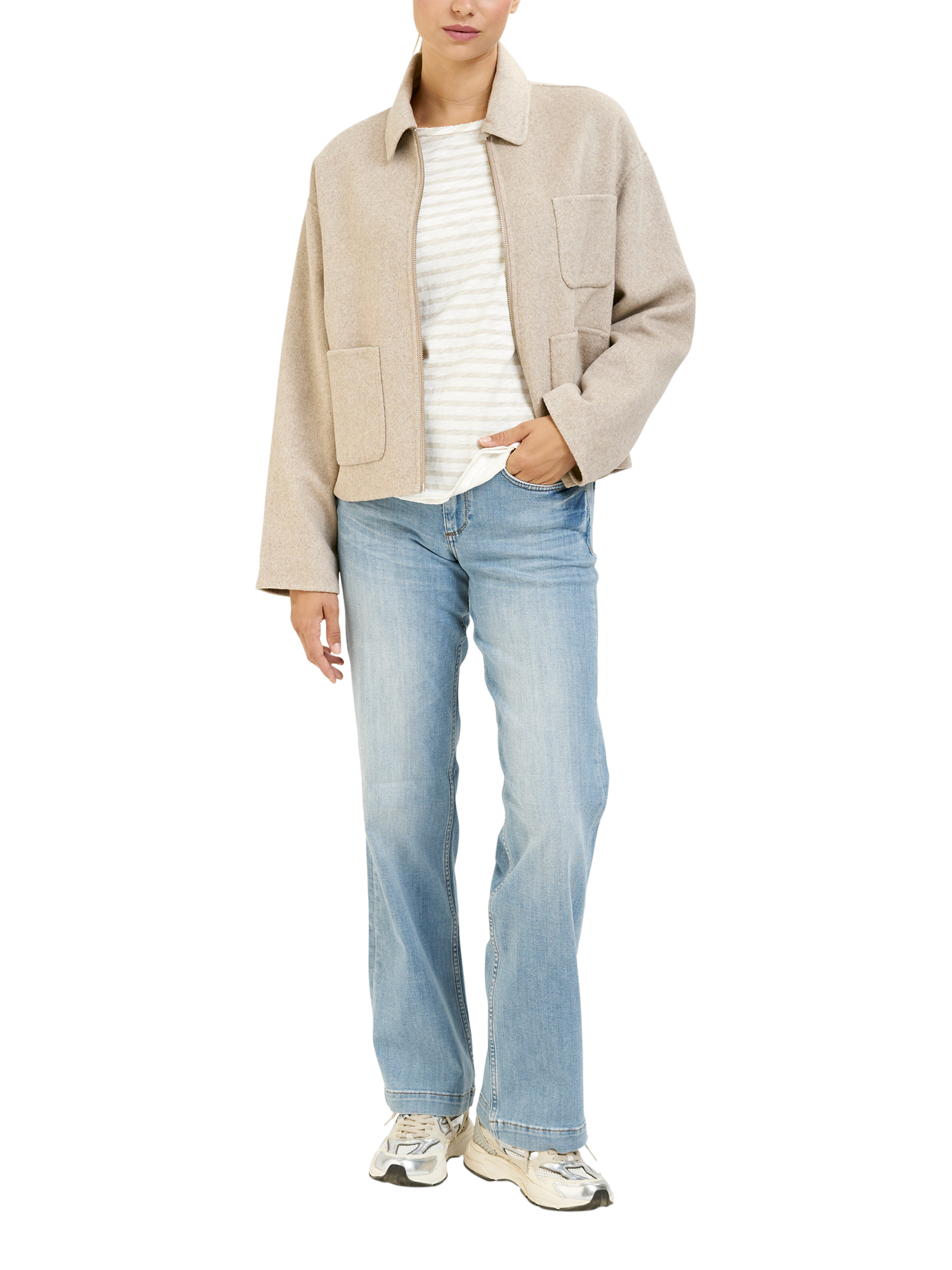 Product image 3 of 5, which shows Smith & Soul Short Wool Blend Jacket, Beige Melange, XS