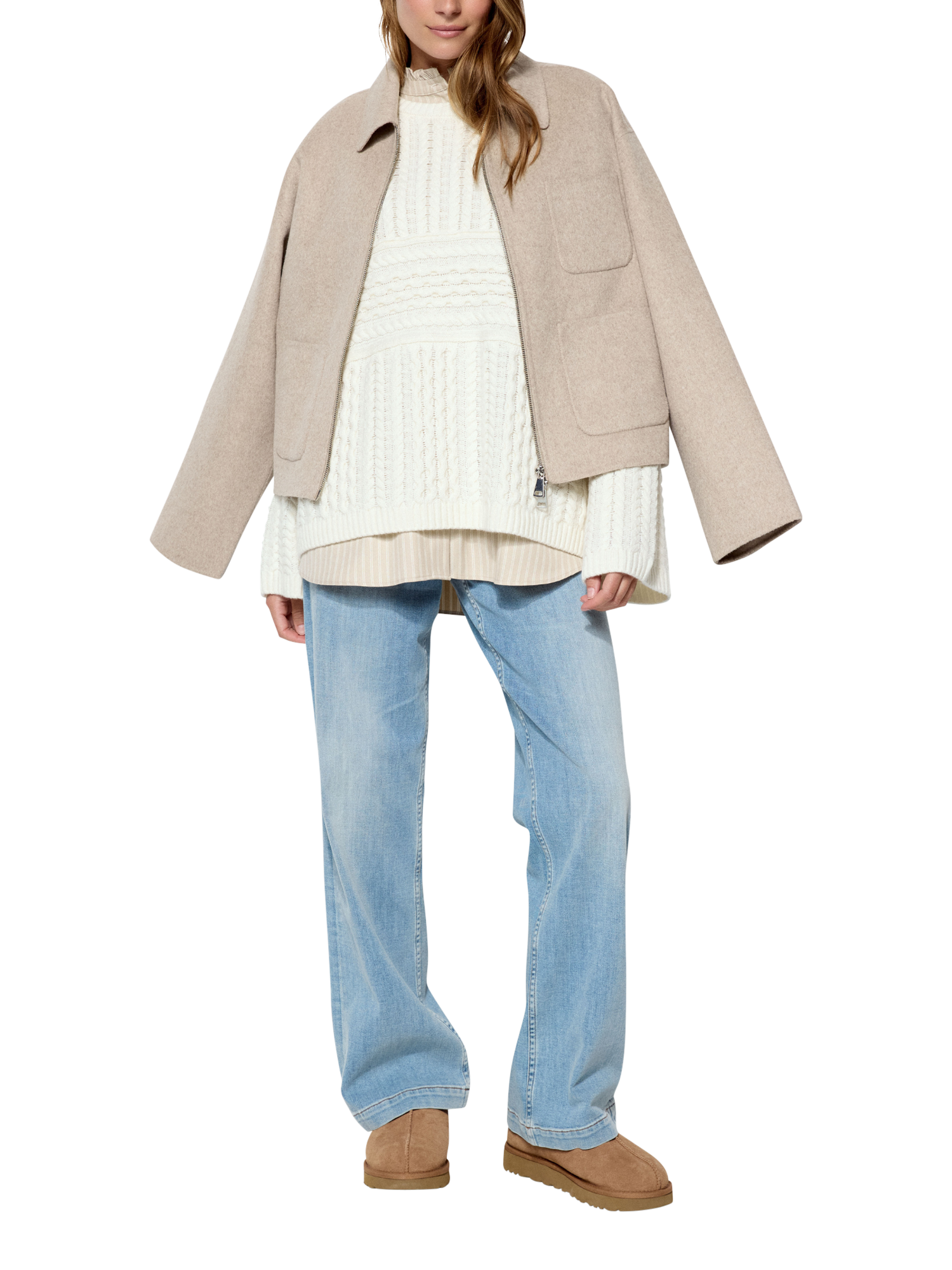 Product image 5 of 5, which shows Smith & Soul Short Wool Blend Jacket, Beige Melange, XS