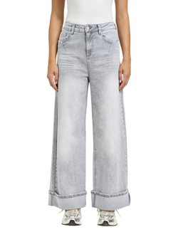 Smith & Soul Cuffed Wide Leg Jeans, Grey, Grey