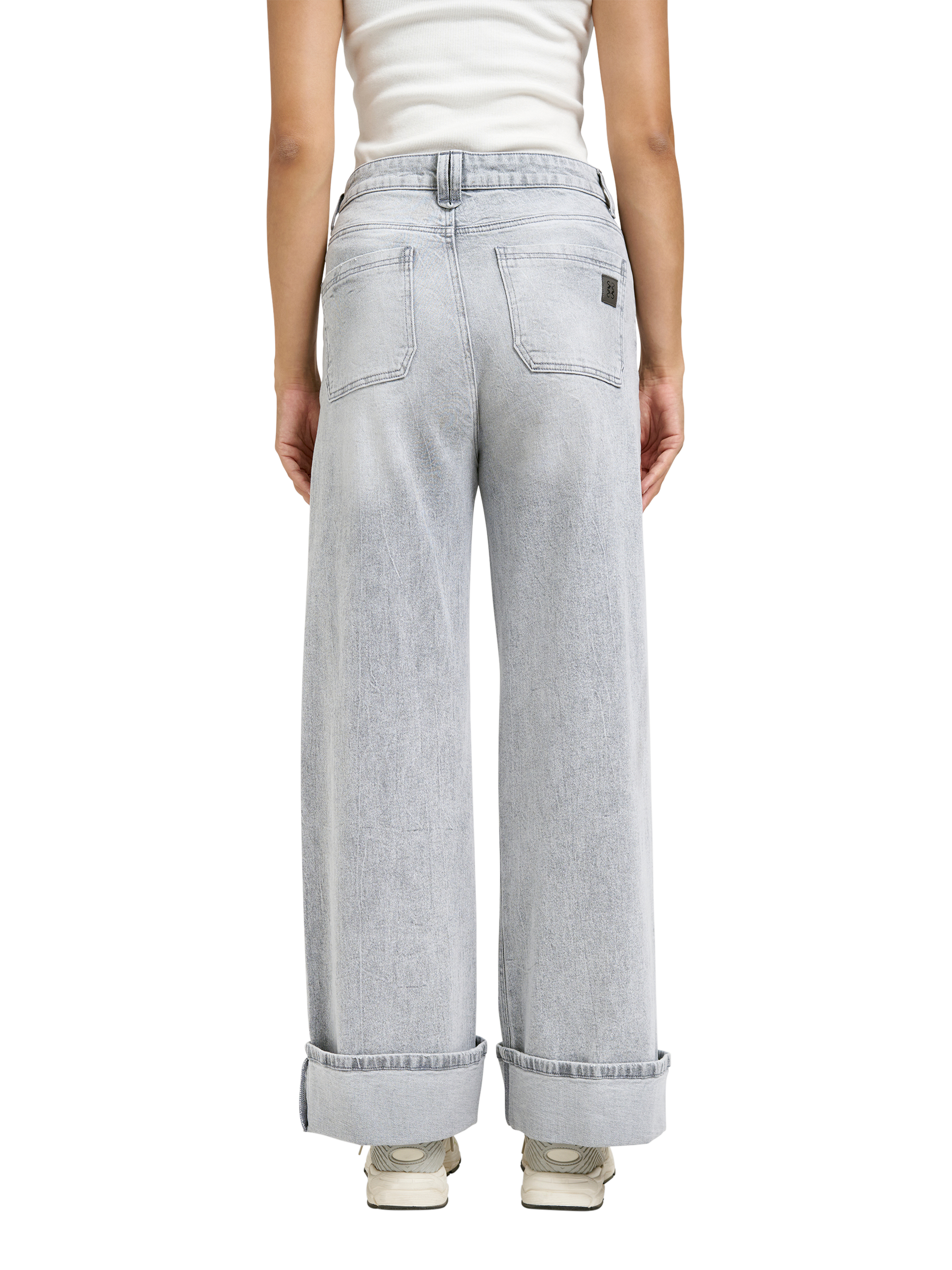 Product image 2 of 4, which shows Smith & Soul Cuffed Wide Leg Jeans, Grey, W26/L31