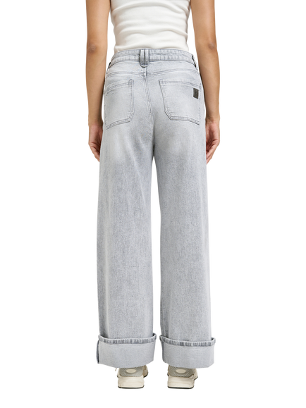Smith & Soul Cuffed Wide Leg Jeans, Grey - view 2, Grey