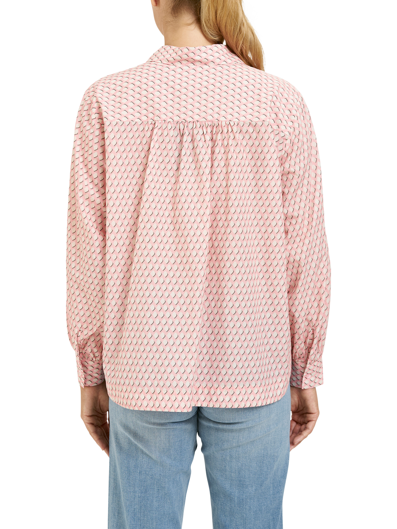 Product image 2 of 5, which shows Smith & Soul Geometric Long Sleeve Shirt, Bubblegum Print, XS