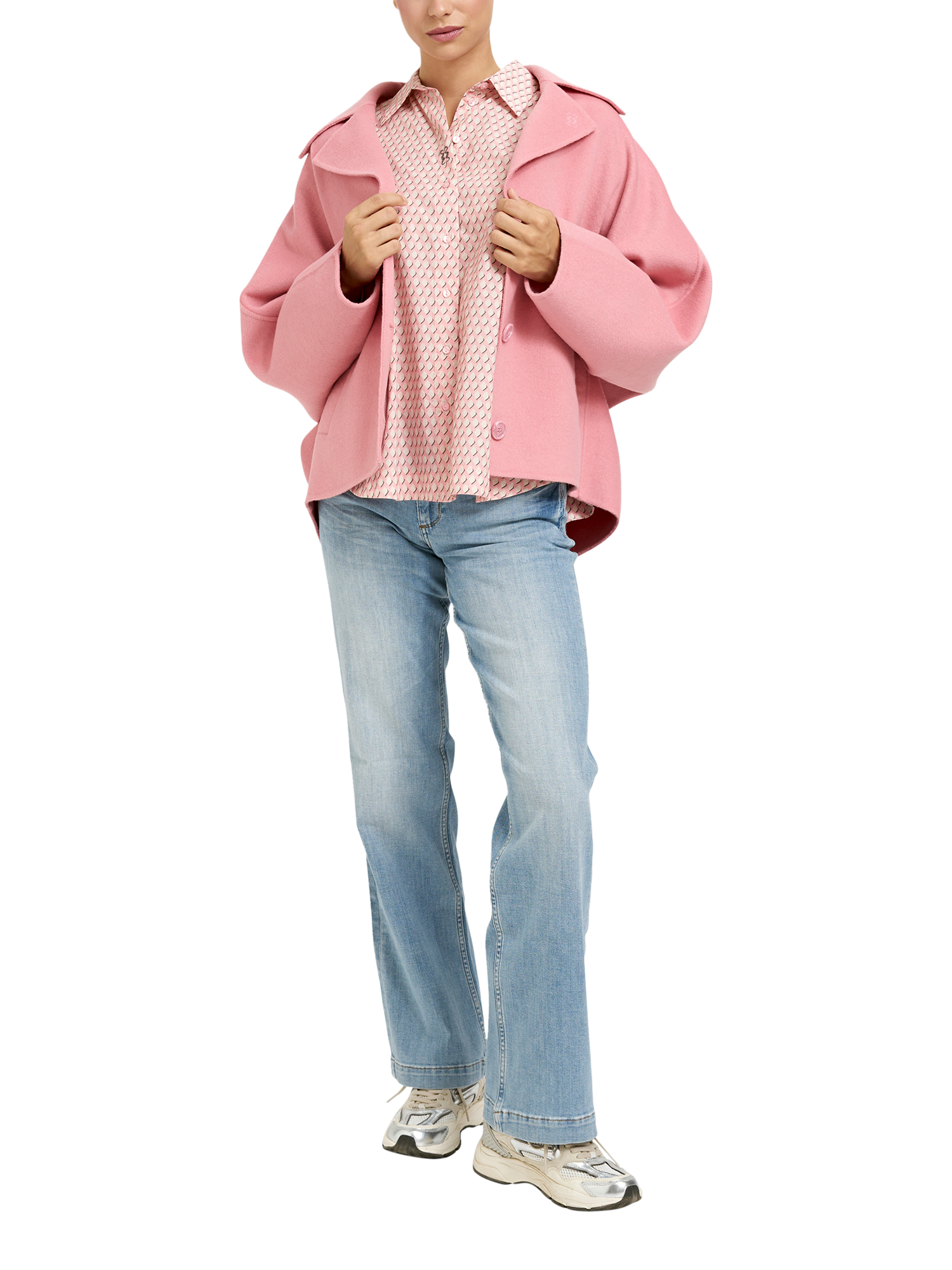 Product image 3 of 5, which shows Smith & Soul Geometric Long Sleeve Shirt, Bubblegum Print, XS