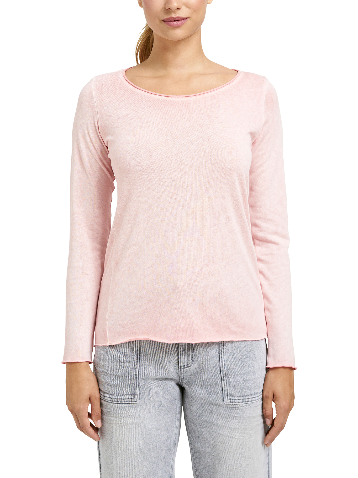 Product image 1 of 4, which shows Smith & Soul Round Neck Long Sleeve Top, Bubblegum, XS